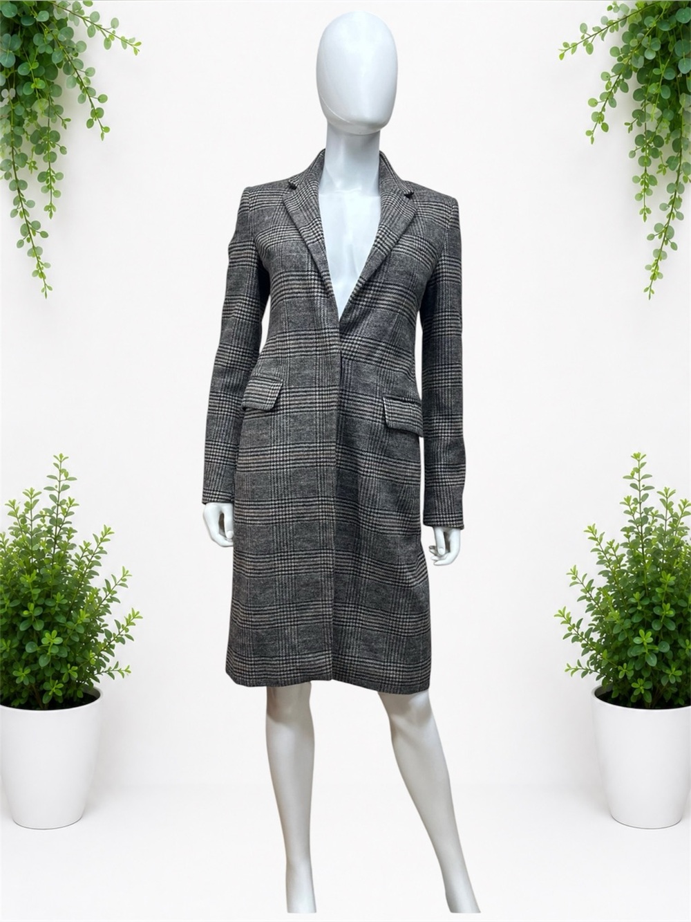 AllSaints Indra Check Wool Cotton Plaid Coat ~ US Size 2 / UK 6 ~ Item #W5